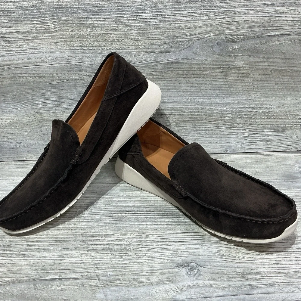 Olukai Men's Size 9.5 M Chocolate Brown Ka'a Slip-On Suede Driving Loafers